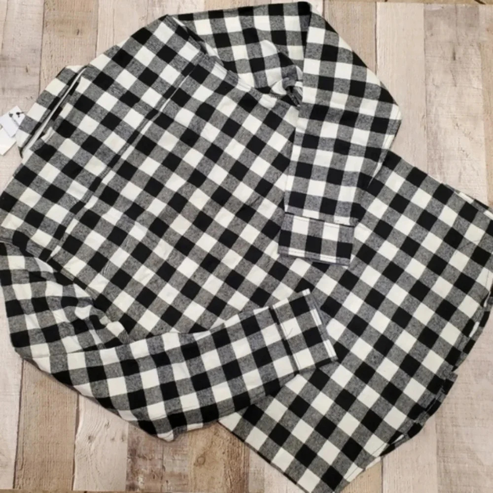TALLWOODS | NWT Vintage-Style Button Up Flannel in Black & White sz S - Picture 2 of 8